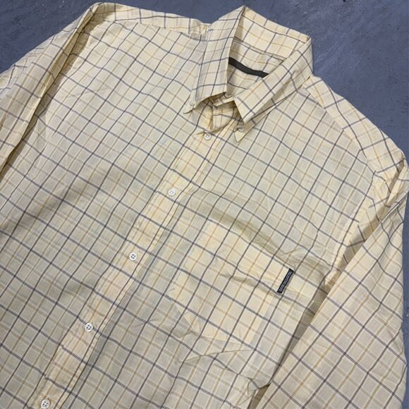 Valentino Jeans Dress Shirt Yellow Check Long Sleeve 100% Cotton 17.5 XXL - Picture 2 of 12